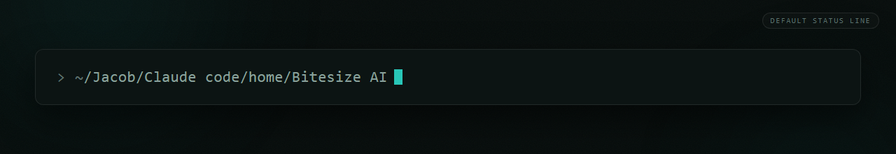 The default Claude Code status line — a single plain path string with no context or token information