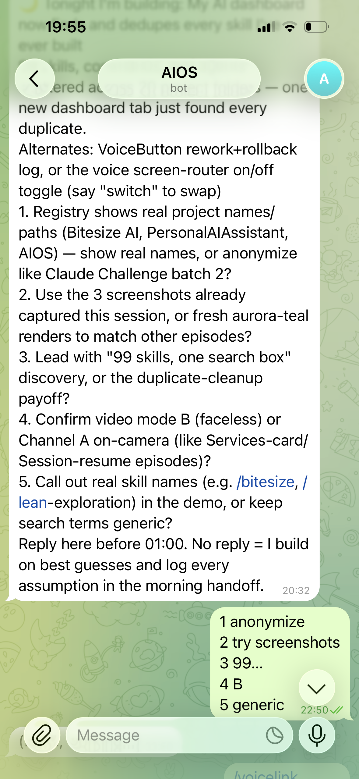 A push-to-talk AI app installed on a phone home screen, talking back out loud and reaching every project on the desktop