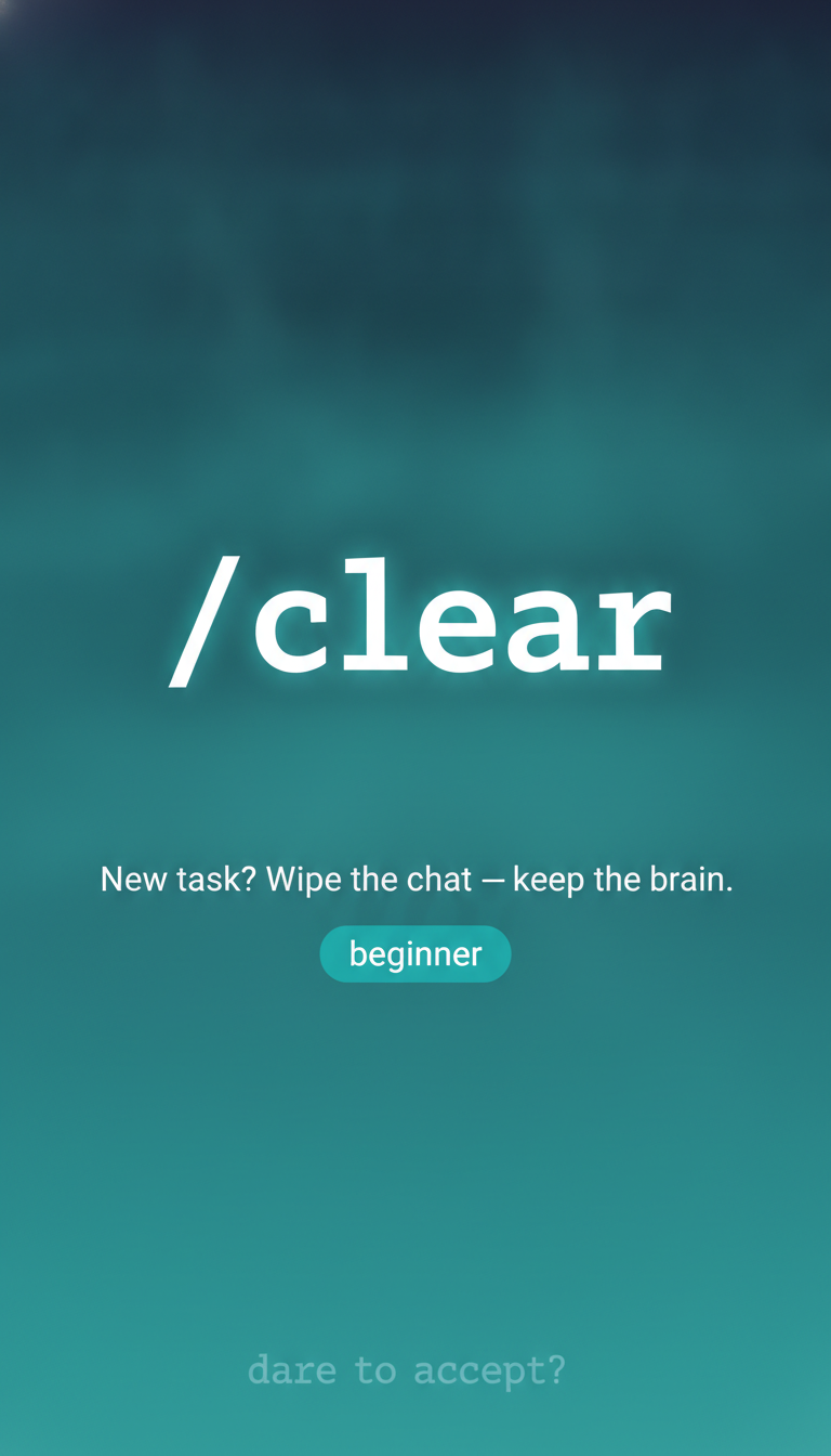 Title card for the /clear short
