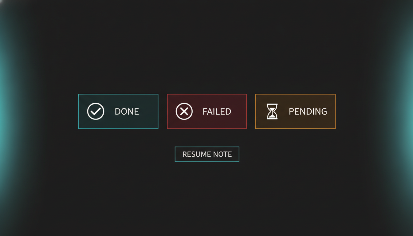 The release-state.json file with a done array, one failed repo, and pending entries — the resumable journal.