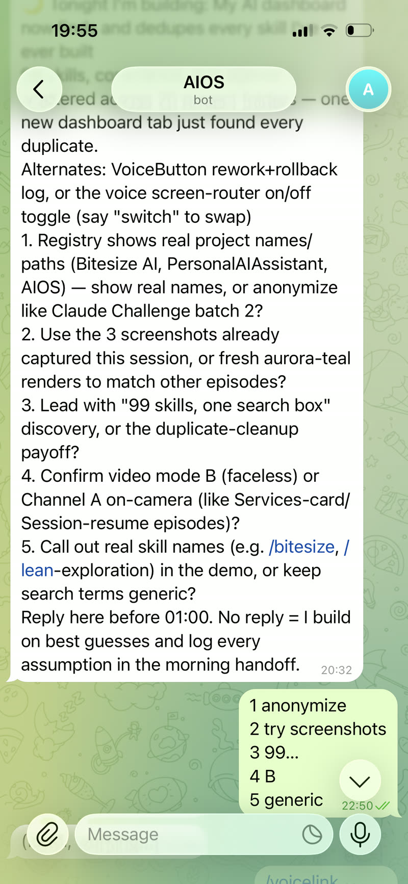 A push-to-talk AI app installed on a phone home screen, talking back out loud and reaching every project on the desktop